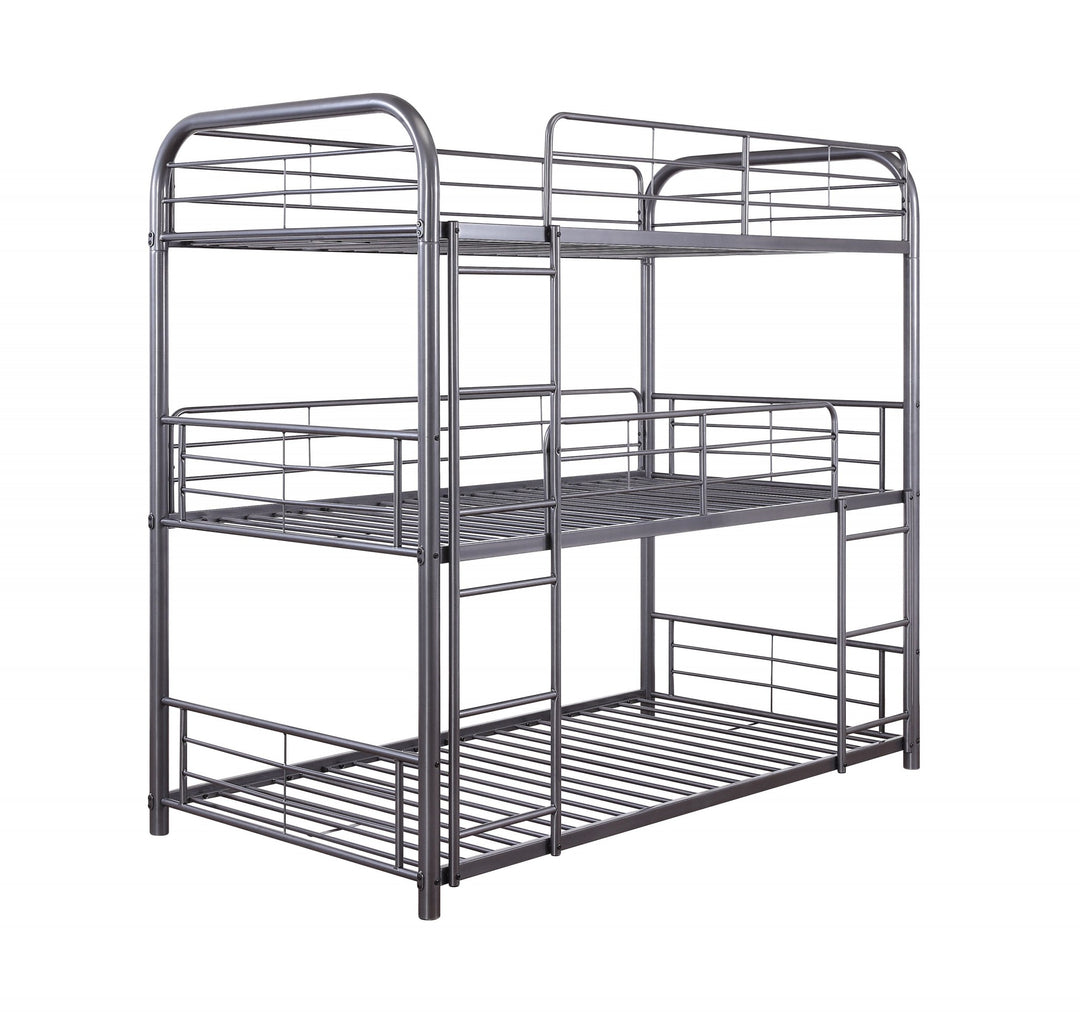 42" X 79" X 74" Gunmetal Metal Triple Bunk Bed - Twin