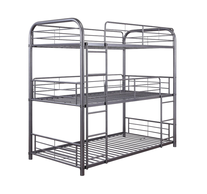 42" X 79" X 74" Gunmetal Metal Triple Bunk Bed - Twin