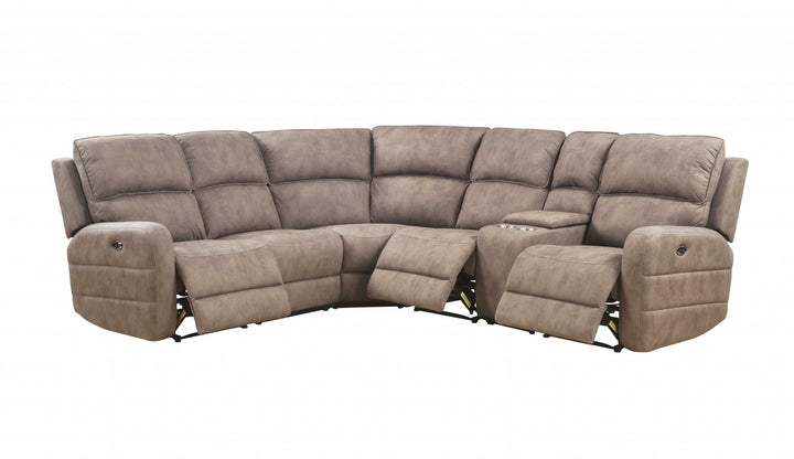 101" X 86" X 40" Mocha Nubuck Upholstery Metal Reclining Mechanism Sectional Sofa (Power Motion  Usb)