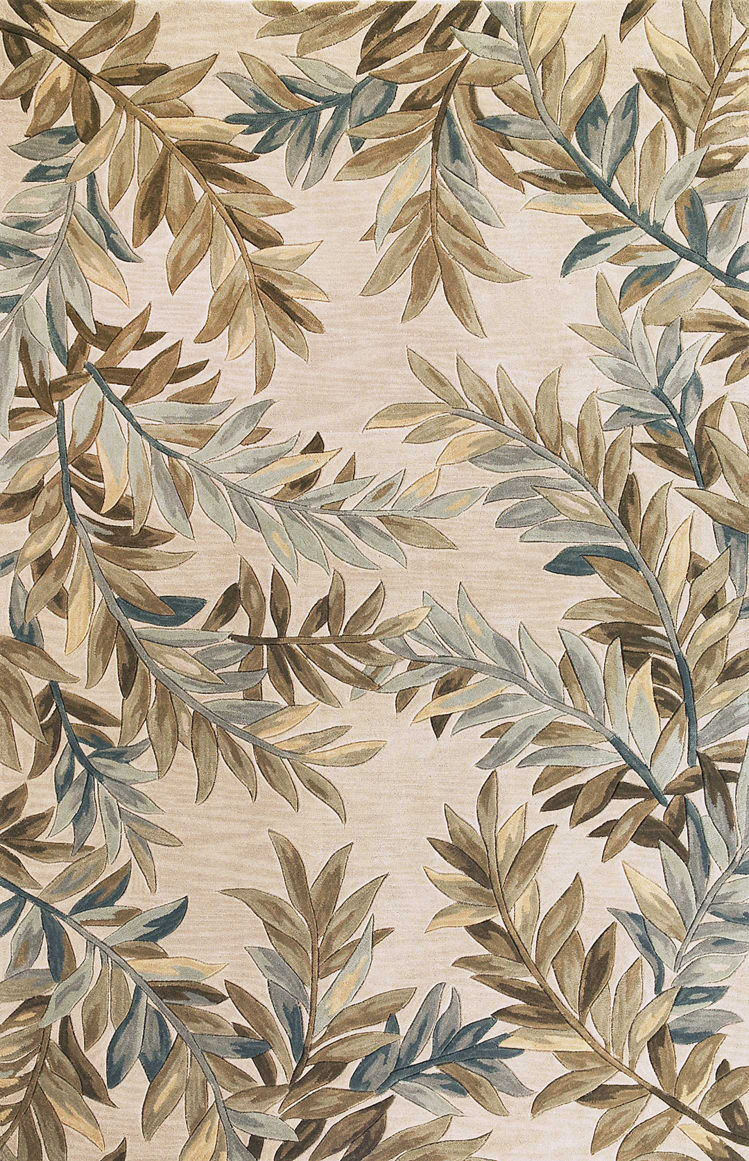 9'X12' Ivory Hand Tufted Pinnate Fronds Indoor Area Rug
