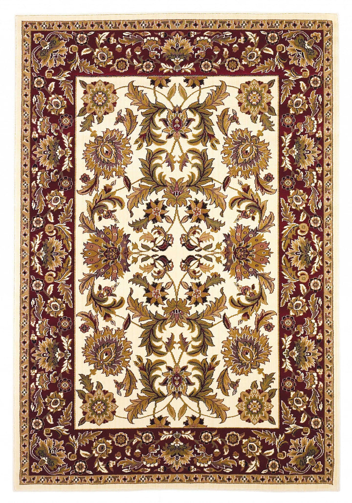 9' X 13' Polypropylene Ivory Or Red Area Rug