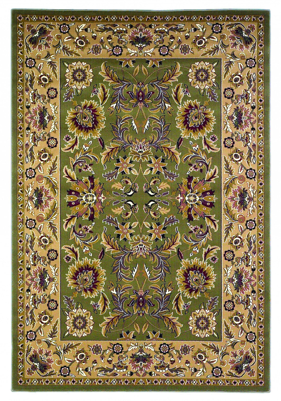 10'X13' Green Taupe Machine Woven Floral Traditional Indoor Area Rug