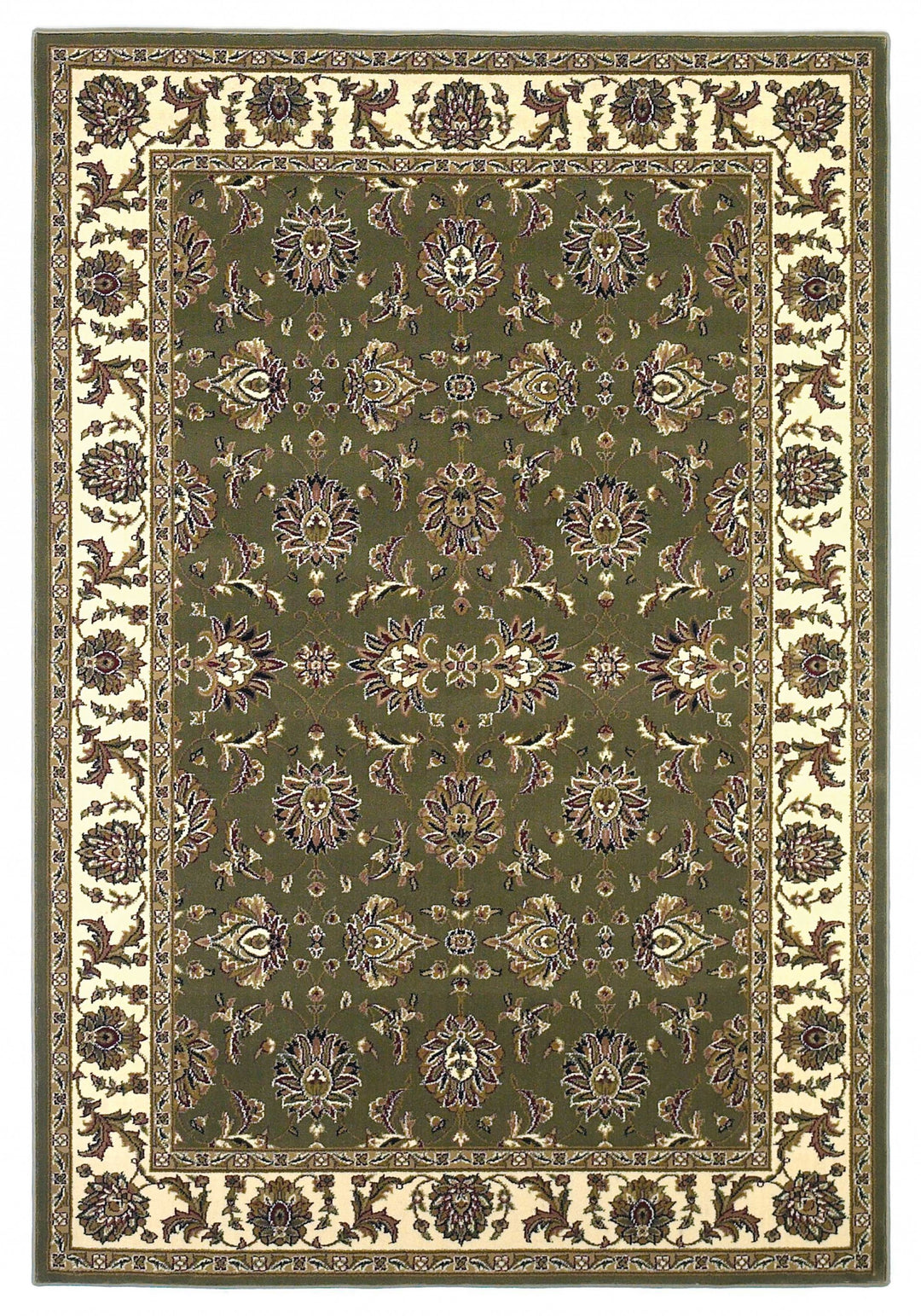 9' X 13' Polypropylene Green Or Ivory Area Rug