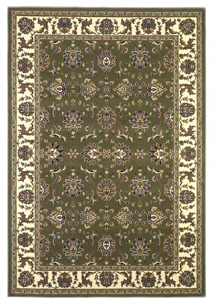 9' X 13' Polypropylene Green Or Ivory Area Rug
