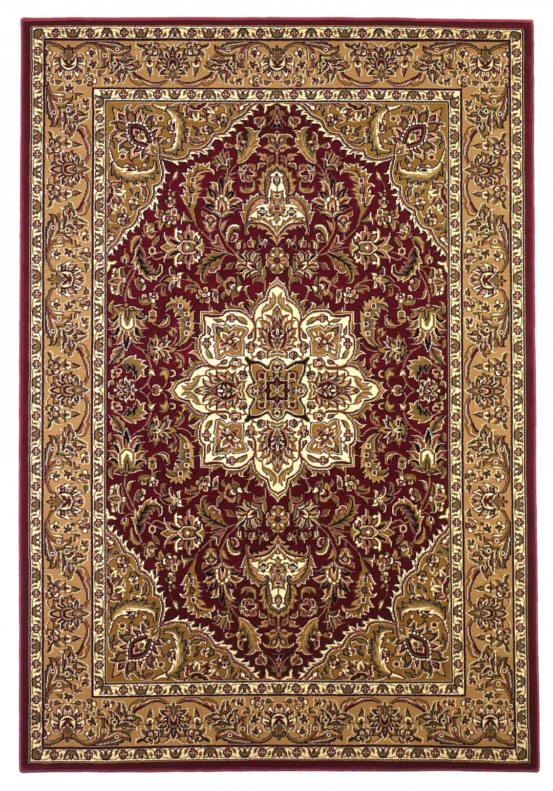 9' X 13' Polypropylene Red Or Beige Area Rug