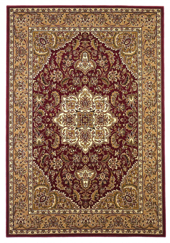 9' X 13' Polypropylene Red Or Beige Area Rug