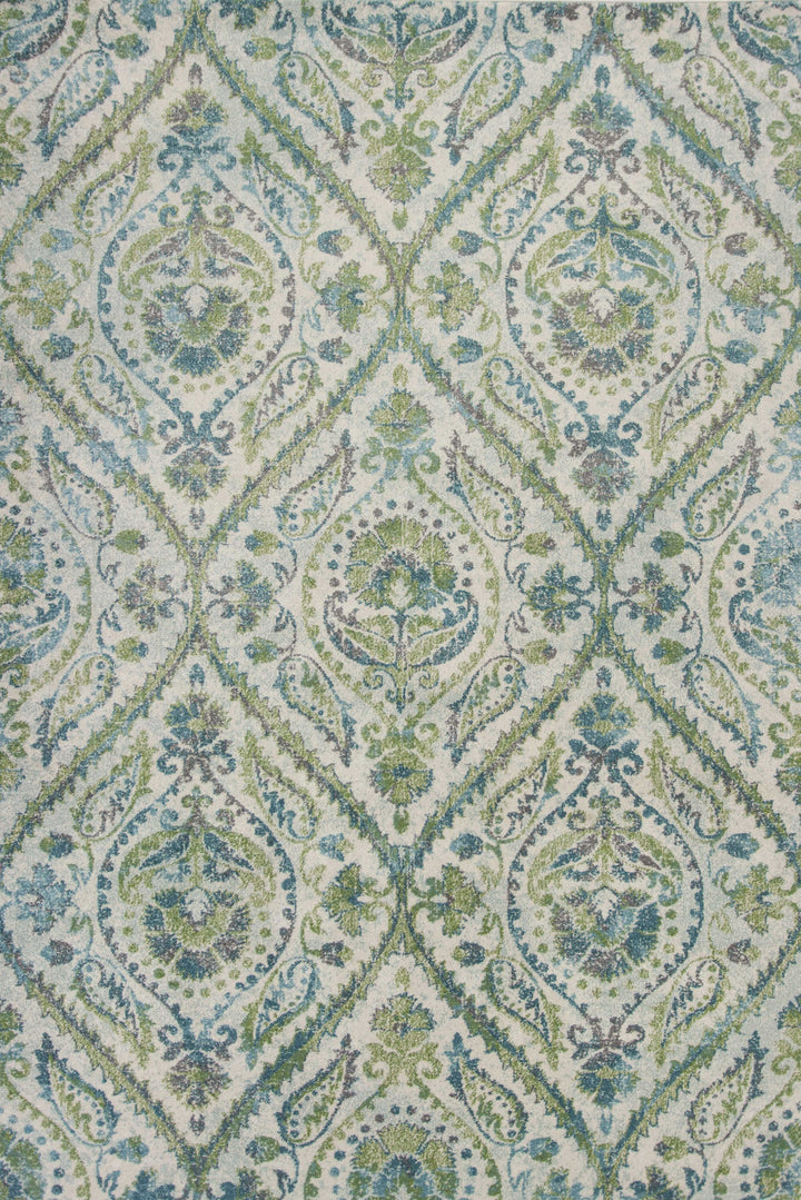 9' X 13' Polypropylene Ivory Or Teal Area Rug