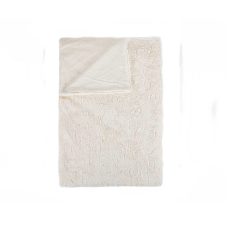 Off White Woven Acrylic Patchwork Plush Throw