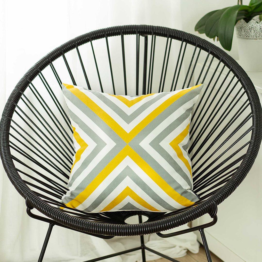 Yellow And Gray Geometric Decorative Throw Pillow Cover