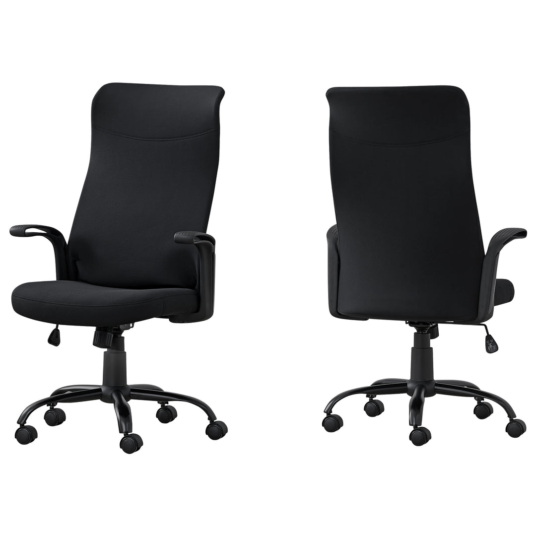 Black Fabric Seat Swivel Adjustable Task Chair Fabric Back Plastic Frame