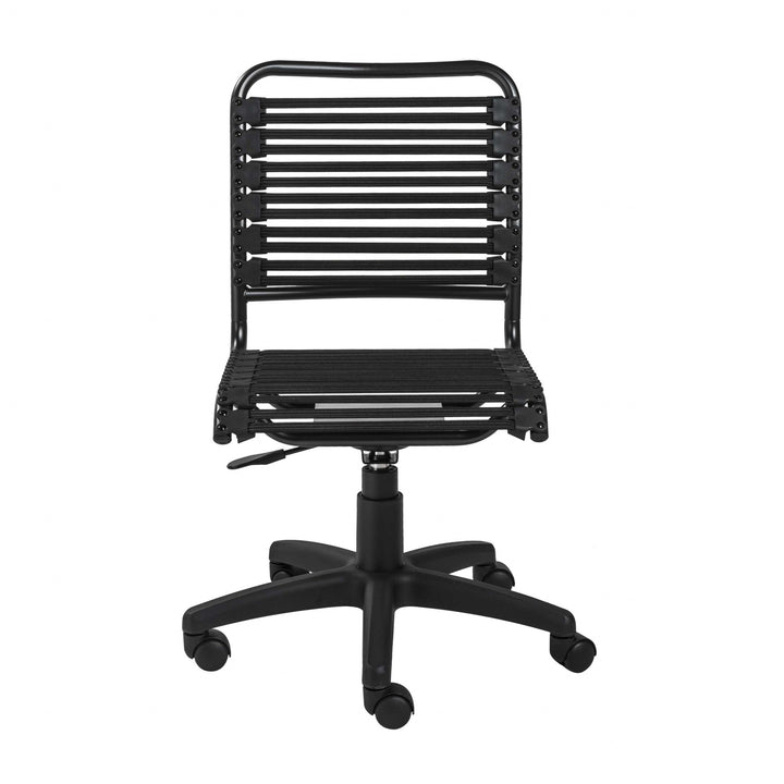 Black Swivel Adjustable Task Chair Bungee Back Steel Frame