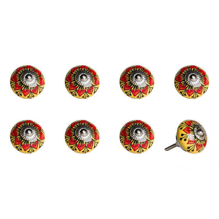 1.5" X 1.5" X 1.5" Ceramic Metal Multicolor 8 Pack Knob