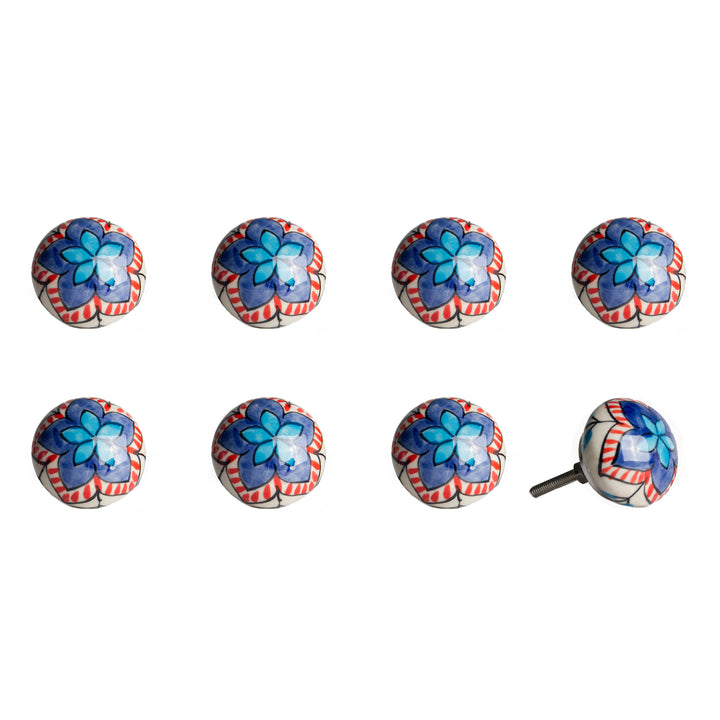 1.5" X 1.5" X 1.5" Ceramic Metal Multicolor 8 Pack Knob