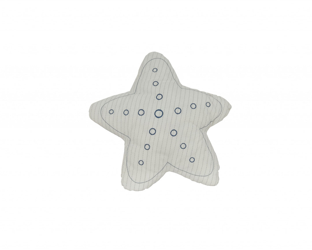 White With Blue 3D Shape Star Pillow