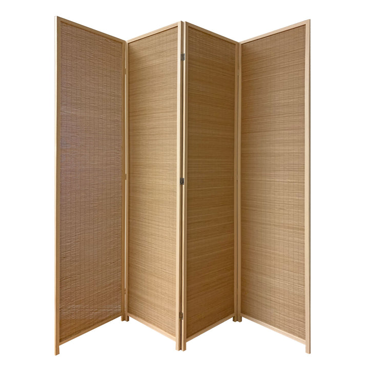 7" Light Bamboo 4 Panel Room Divider Screen