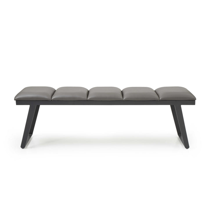 57" Dark Gray Faux Leather Bench