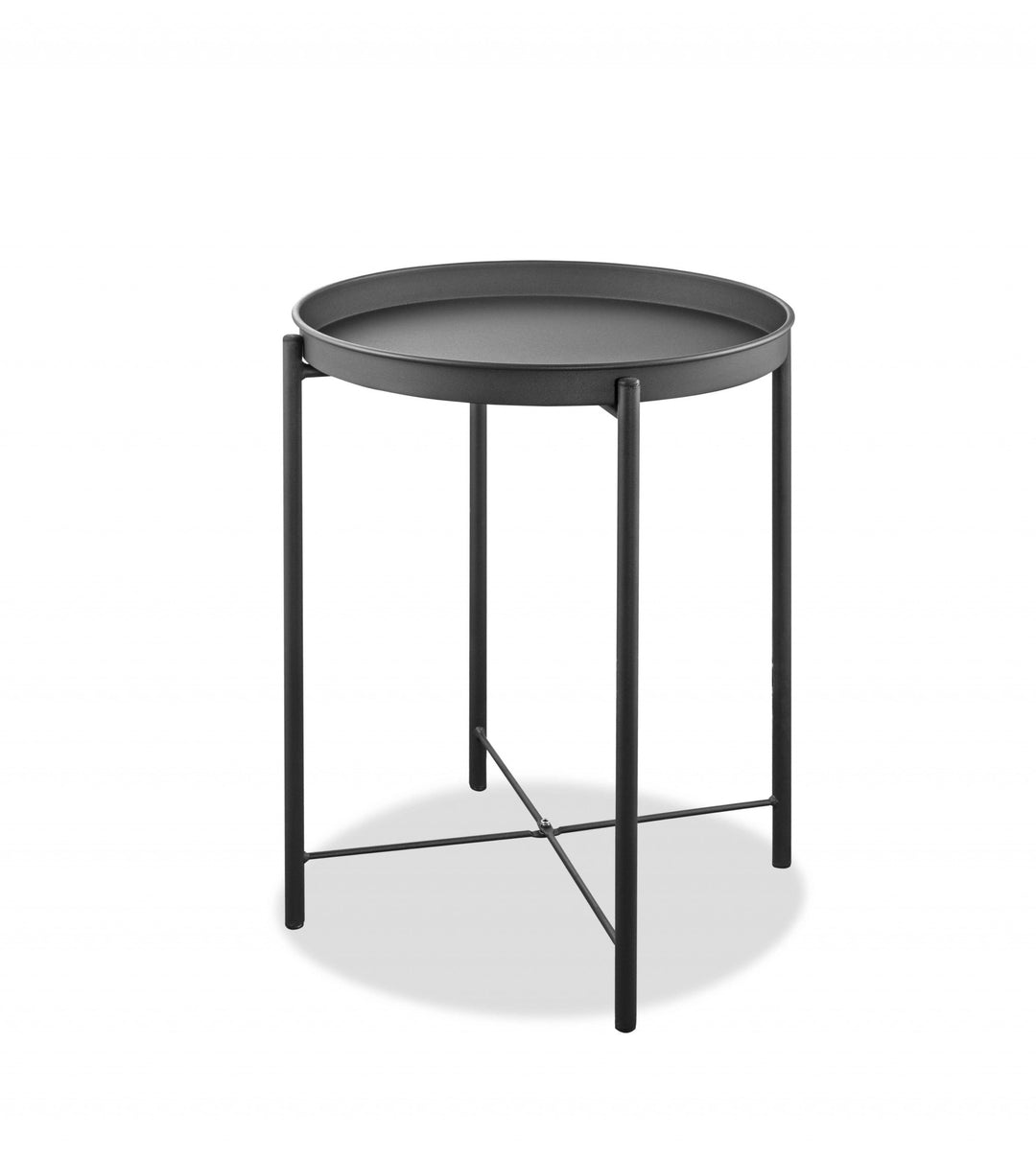 21" Gray Aluminum Round End Table