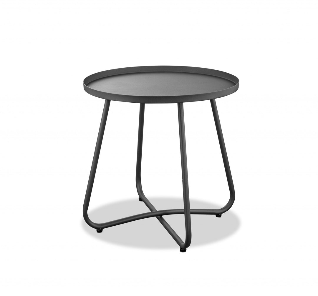 18" Gray Aluminum Round End Table