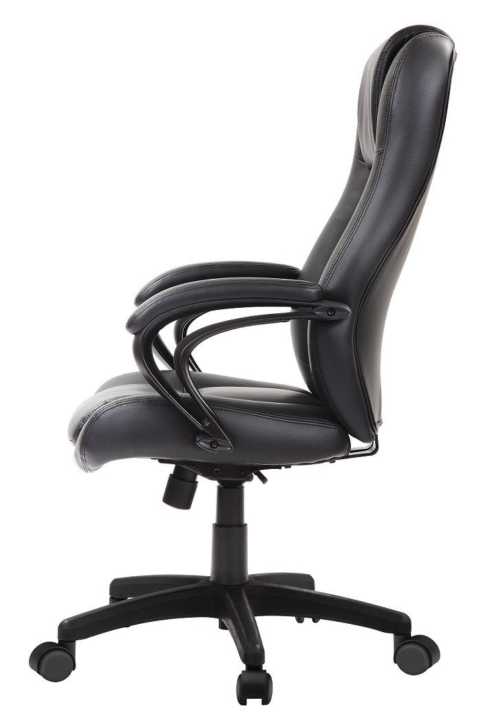 Black Faux Leather Tufted Seat Swivel Adjustable Task Chair Leather Back Plastic Frame