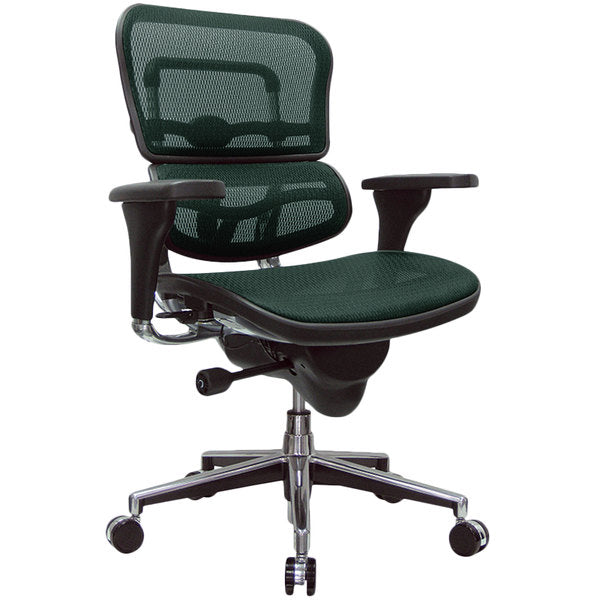 Green Swivel Adjustable Task Chair Mesh Back Plastic Frame