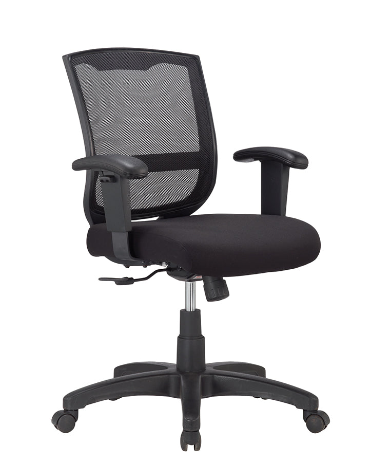 Black Fabric Seat Swivel Adjustable Task Chair Mesh Back Plastic Frame