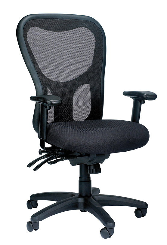 Black Fabric Seat Swivel Adjustable Task Chair Mesh Back Plastic Frame