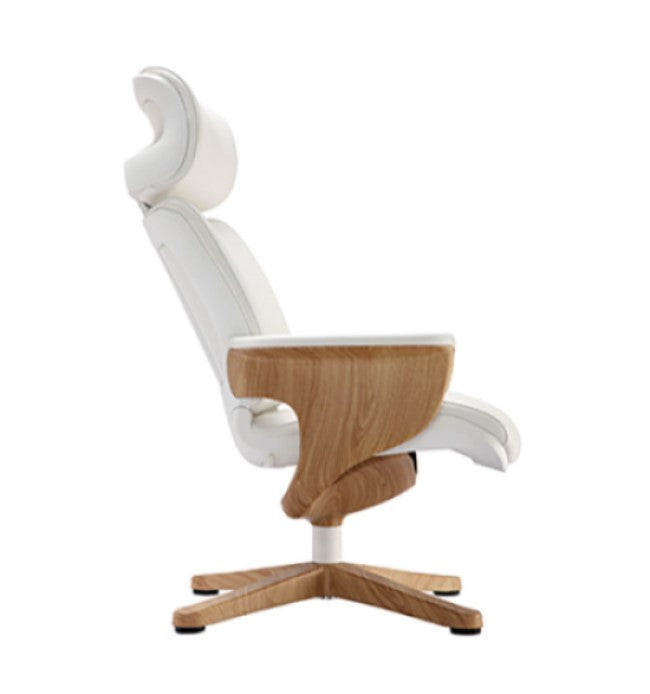 White Faux Leather Seat Swivel Adjustable Executive Chair Leather Back