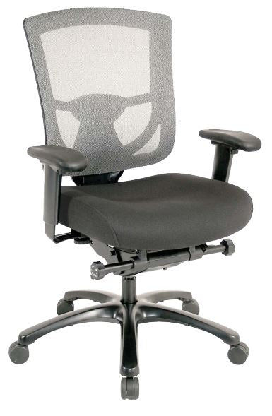 Slate Gray Fabric Seat Swivel Adjustable Task Chair Mesh Back Plastic Frame