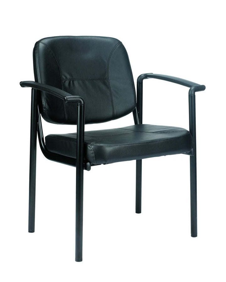 Black Faux Leather Tufted Seat Swivel Task Chair Leather Back Steel Frame