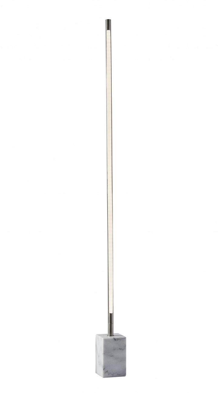 Minimalist Ambient Glow Led Floor Lamp With Dimmer In Brushed Steel And White Marble