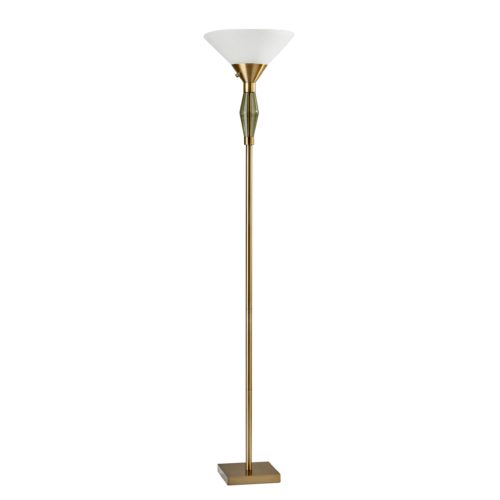 71" Brass Led Torchiere Floor Lamp With White Solid Color Cone Shade