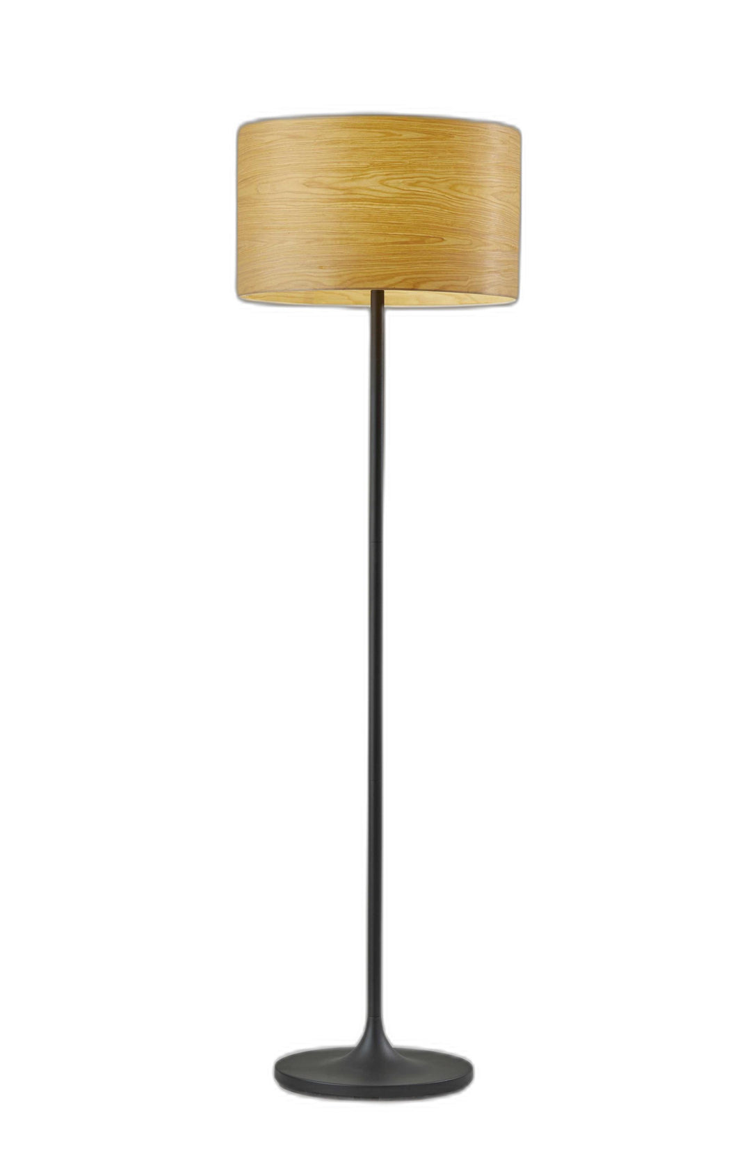 60" Black Traditional Shaped Floor Lamp With Brown Drum Shade