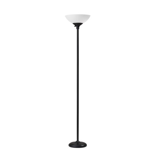 Tailored Black Metal Torchiere With Bright Illumination