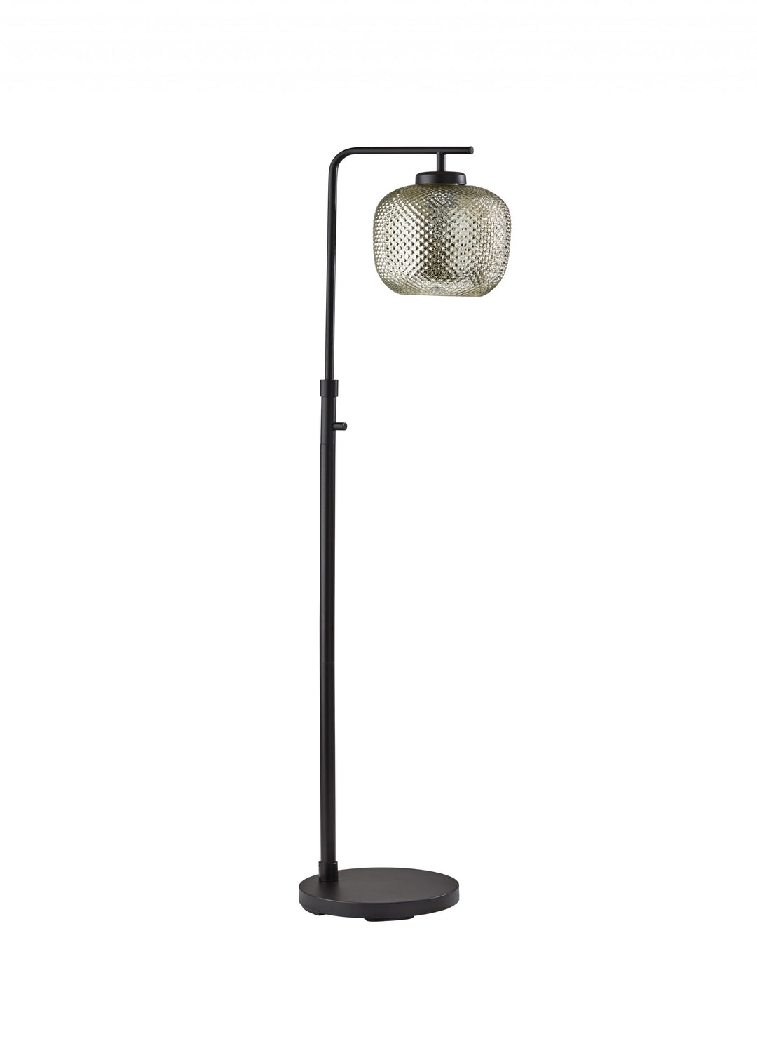 60" Black Task Floor Lamp With Brass Globe Shade