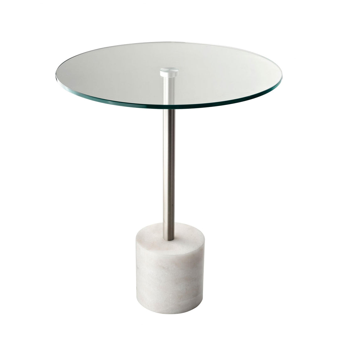 21" Silver And Clear Glass Round End Table