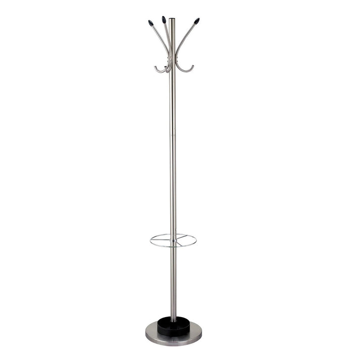 13" X 68" Brushed Steel Brushed Steel Stand Coat Rack