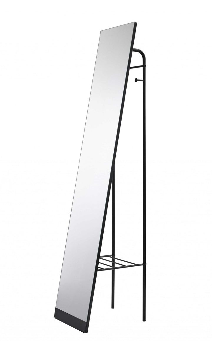 58" Matte Rectangle Cheval Standing Mirror Freestanding With Metal Frame