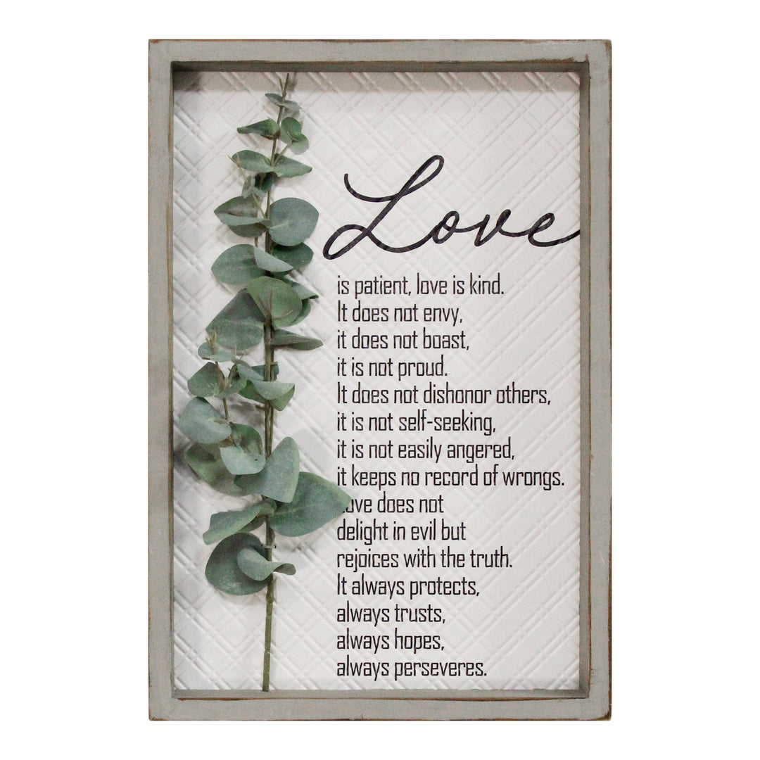 Love Is Patient Metal &amp; Wood Framed Wall Art