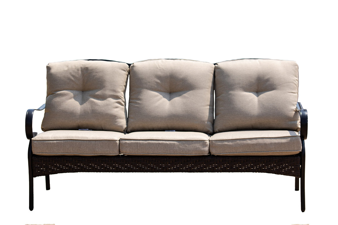 69" Beige Polyester Blend And Black Standard Sofa