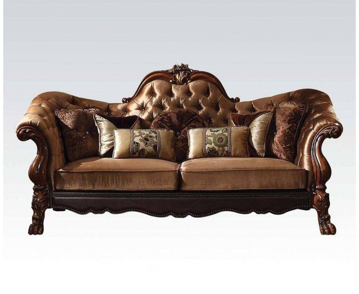 73" X 45" X 48" Golden Brown Velvet Loveseat W5 Pillows