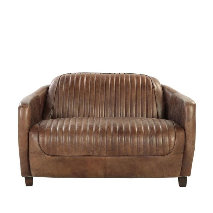 50" X 37" X 31" Retro Brown Leather Loveseat