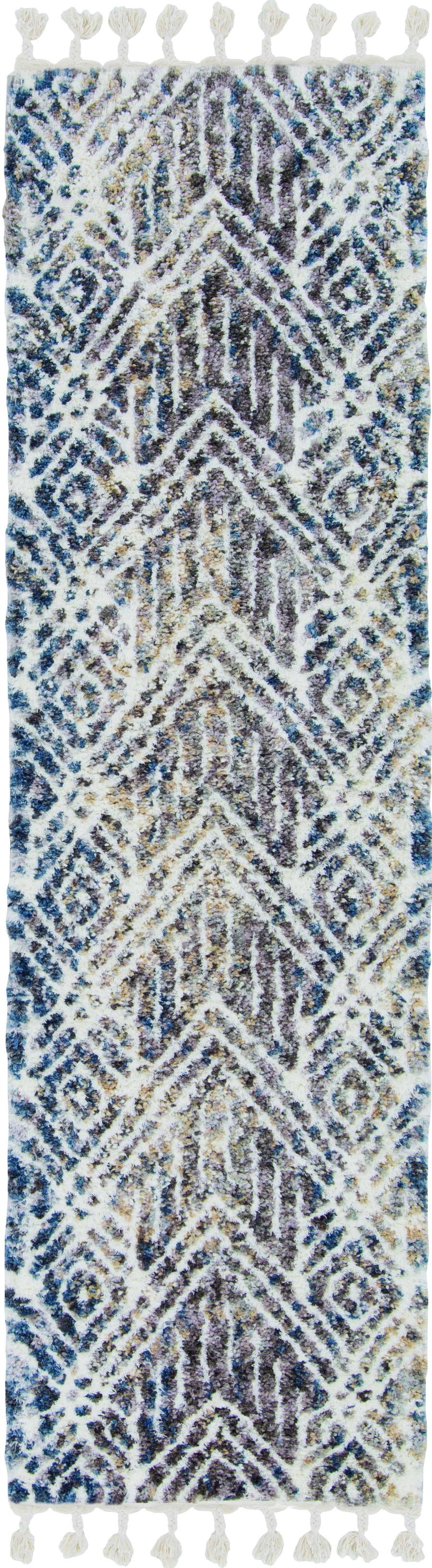 9'X13' Grey Ivory Machine Woven Space Dyed Geometric Bohemian Indoor Area Rug
