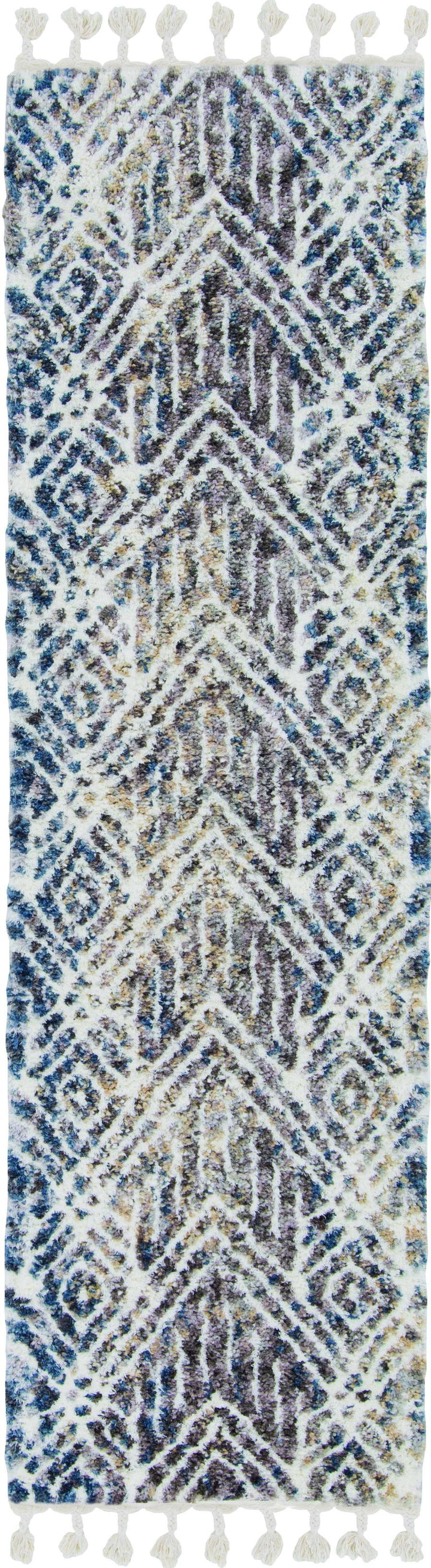 9'X13' Grey Ivory Machine Woven Space Dyed Geometric Bohemian Indoor Area Rug