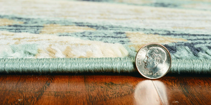 5'X8' Seafoam Machine Woven Geometric Lodge Indoor Area Rug