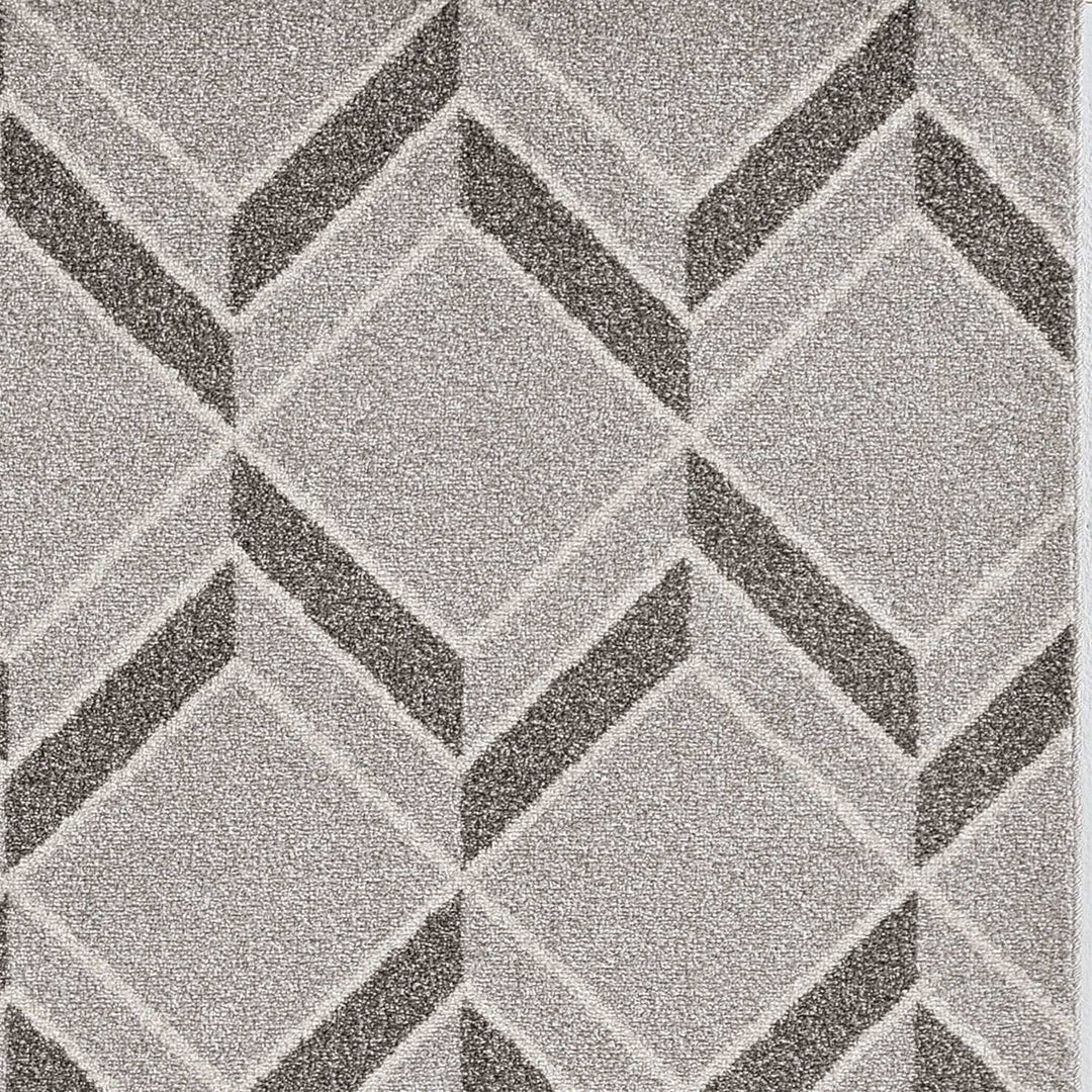 5'X8' Grey Machine Woven Uv Treated Herringbone Illusion Indoor Outdoor Area Rug