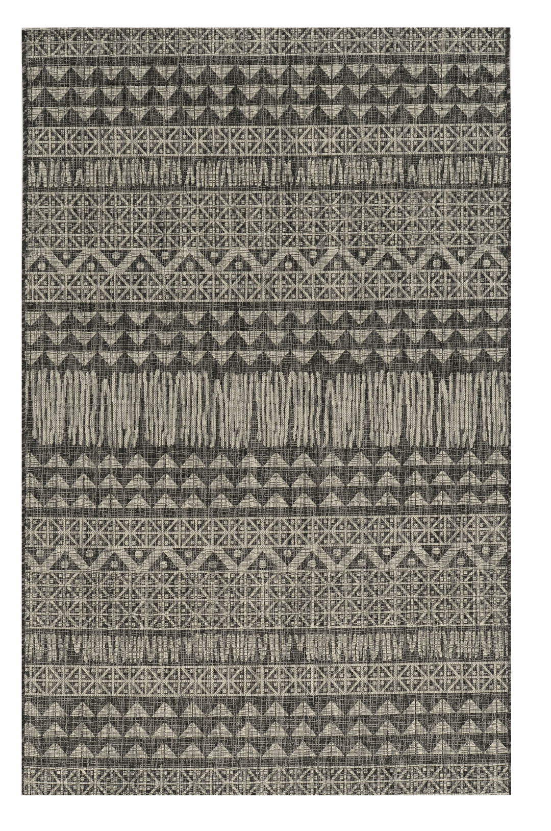 3'X4' Charcoal Machine Woven Uv Treated Tribal Indoor Outdoor Accent Rug