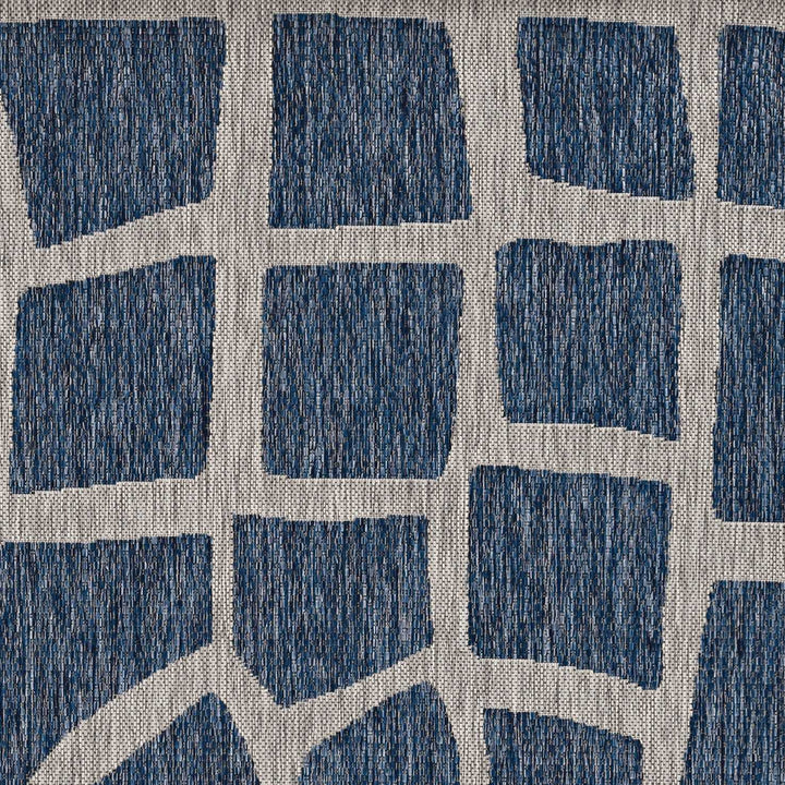 8'X11' Blue Grey Machine Woven Uv Treated Abstract Indoor Outdoor Area Rug