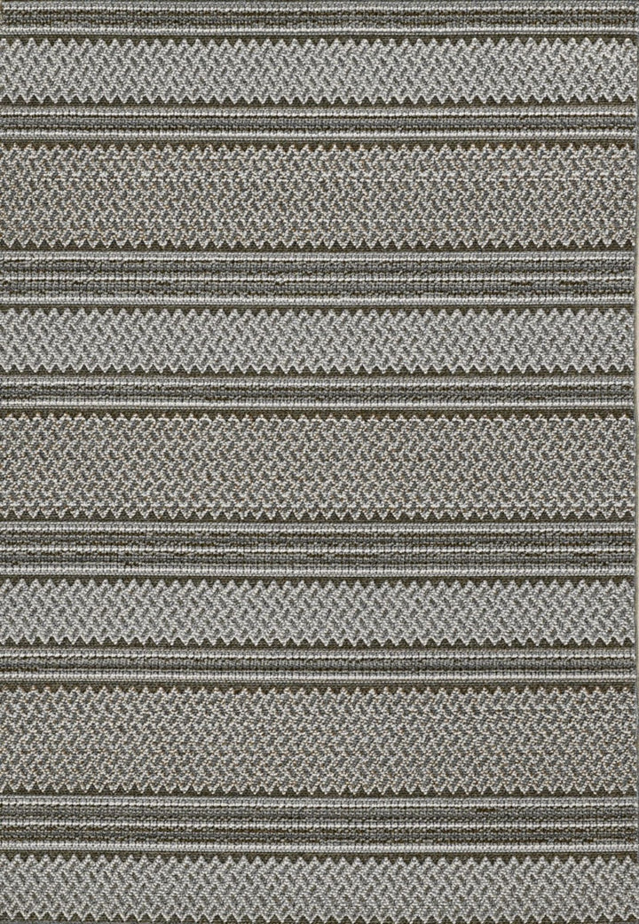 8' Grey Machine Woven Uv Treated Awning Stripes Indoor Outdoor Runner Rug