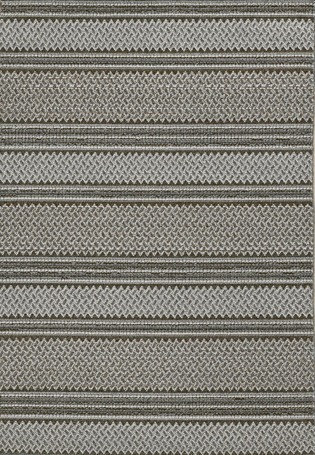 8' Grey Machine Woven Uv Treated Awning Stripes Indoor Outdoor Runner Rug