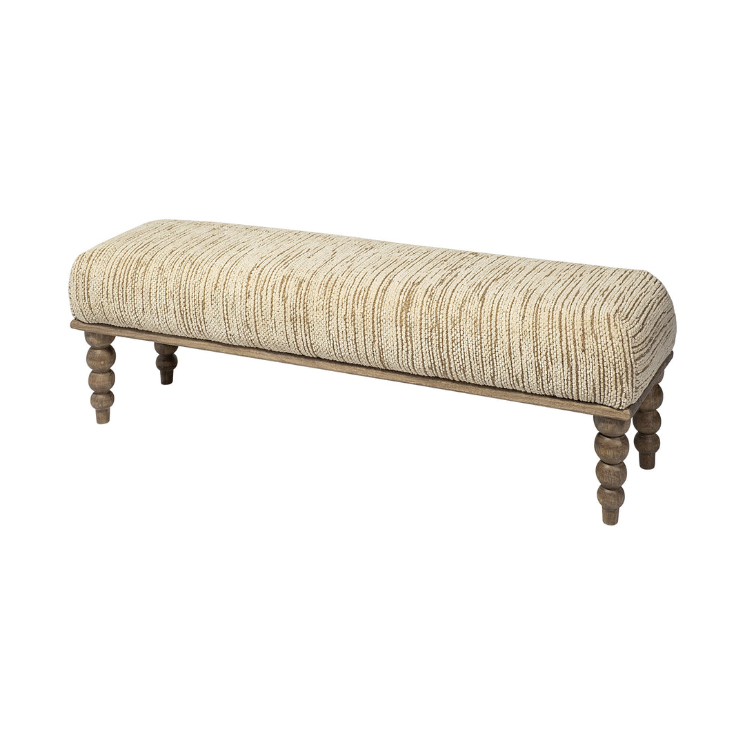 16" Brown Upholstered Polyester Blend Bench